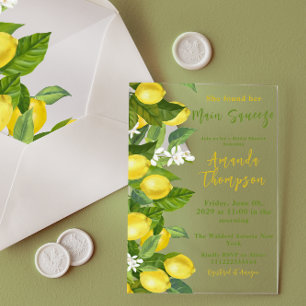 She Found Her Main Squeeze Bridal Shower Lemon Acrylic Invitations