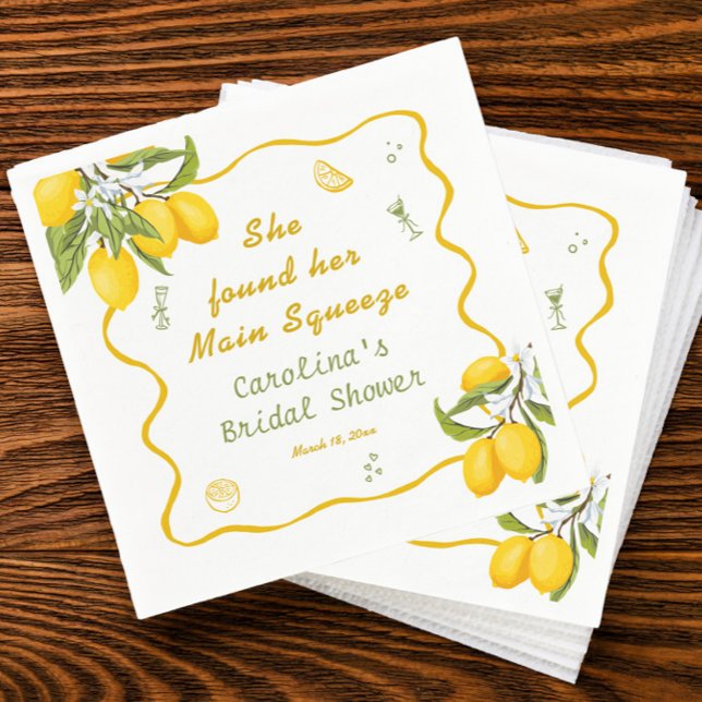 She Found Her Main Squeeze Bridal Shower Lemon  Napkin (Creator Uploaded)