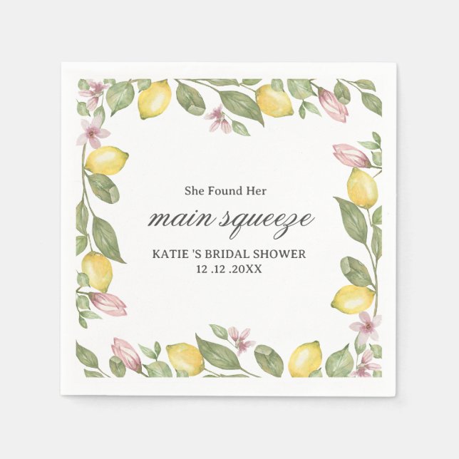 She Found Her Main Squeeze  Bridal Shower Napkin (Front)