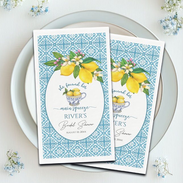 She Found Her Main Squeeze Bridal Shower Napkin (Creator Uploaded)