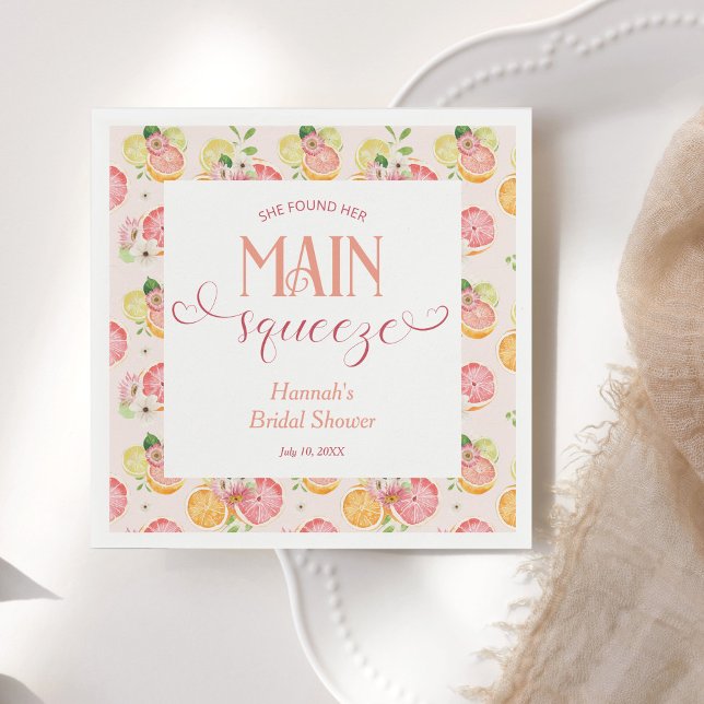 She Found Her Main Squeeze Bridal Shower Napkin (Creator Uploaded)