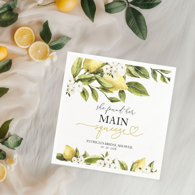 She Found Her Main Squeeze Bridal Shower Napkin (Creator Uploaded)