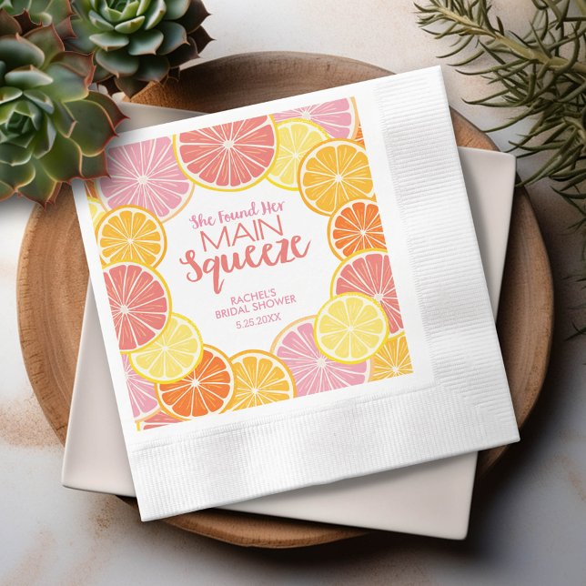 She Found Her Main Squeeze Bridal Shower Napkin (Custom Bridal Shower Napkins)