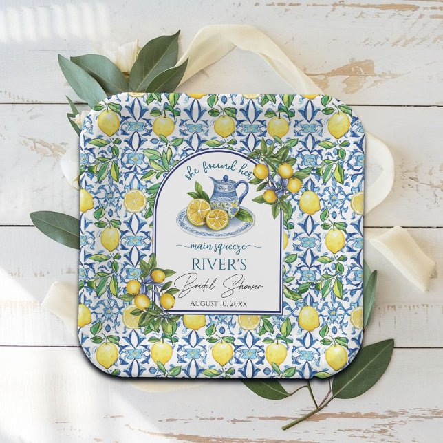 She Found Her Main Squeeze Bridal Shower Paper Plate (Creator Uploaded)