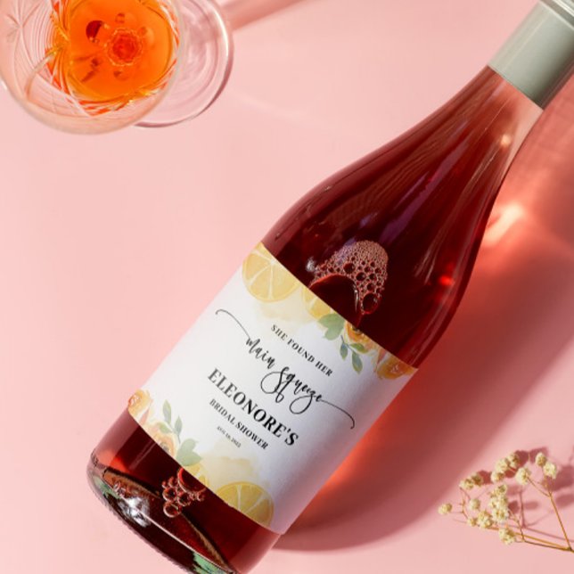 She Found her Main Squeeze Bridal Shower  Sparkling Wine Label (Creator Uploaded)