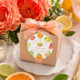 She Found Her Main Squeeze Citrus Bridal Shower Classic Round Sticker