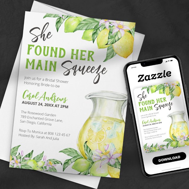 She Found Her Main Squeeze Citrus Bridal Shower Invitation (Creator Uploaded)