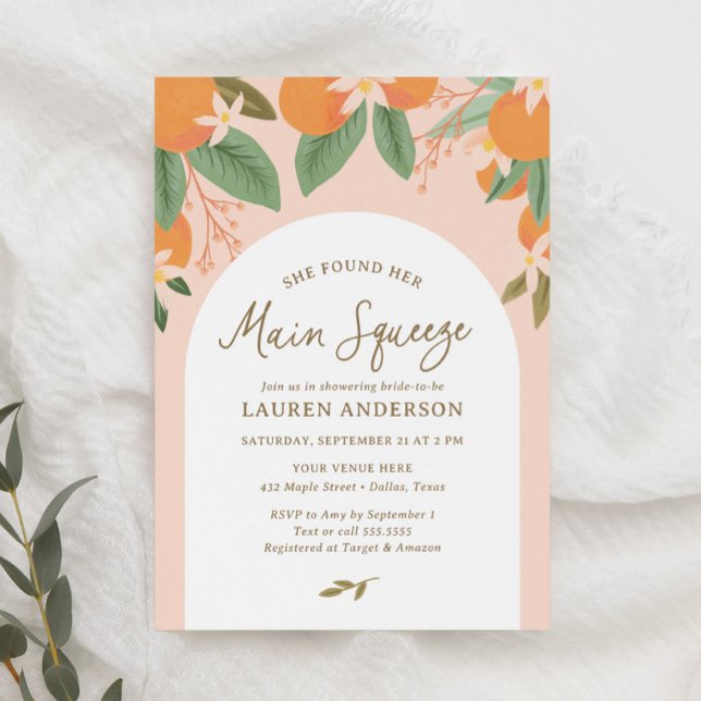 She Found Her Main Squeeze Citrus Bridal Shower Invitation (Creator Uploaded)