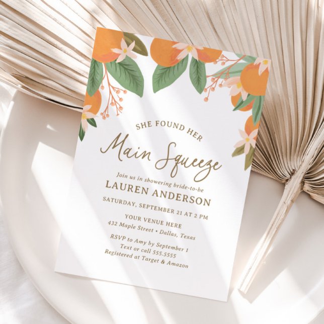 She Found Her Main Squeeze Citrus Bridal Shower Invitation (Creator Uploaded)