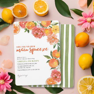 She Found Her Main Squeeze Citrus Bridal Shower Invitation