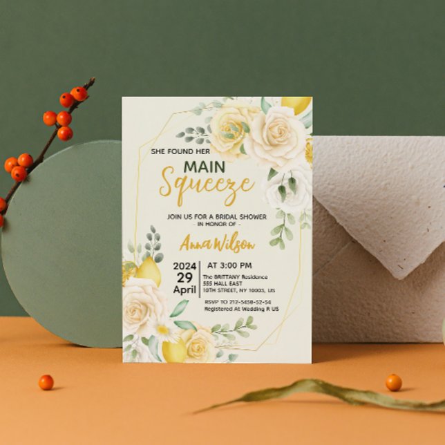 She Found Her Main Squeeze Elegant Bridal Shower  Invitation (Creator Uploaded)