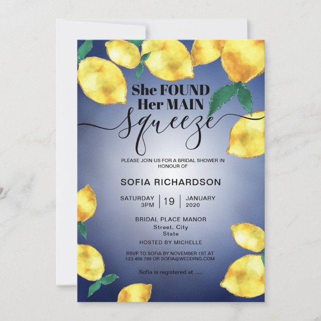 She found her main squeeze lemon BOHO SUMMER Invit Invitation (Front)
