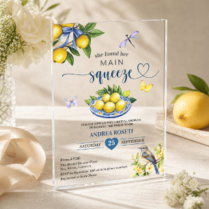 She Found Her Main Squeeze Lemon Bridal Shower Acrylic Invitations