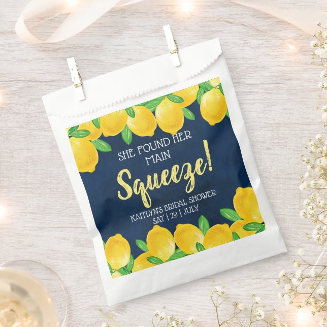 She Found Her Main Squeeze Lemon Bridal Shower Favour Bag (Clipped)