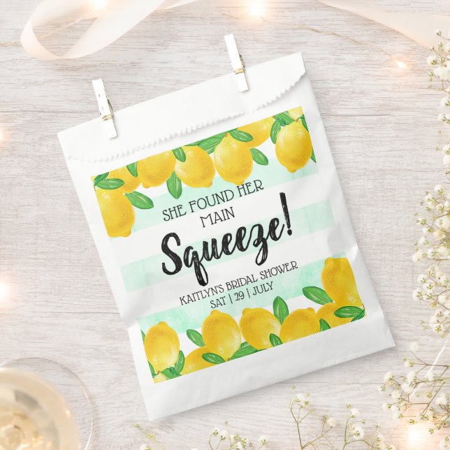 She Found Her Main Squeeze Lemon Bridal Shower Favour Bag (Clipped)