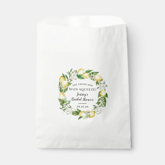 She Found Her Main Squeeze Lemon Bridal Shower Favour Bag (Front)