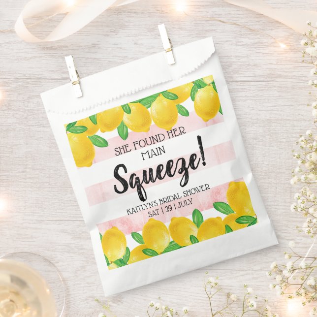 She Found Her Main Squeeze Lemon Bridal Shower Favour Bag (Clipped)