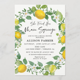 She Found Her Main Squeeze Lemon Bridal Shower Invitation
