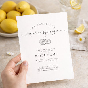 She Found Her Main Squeeze Lemon Bridal Shower Invitation
