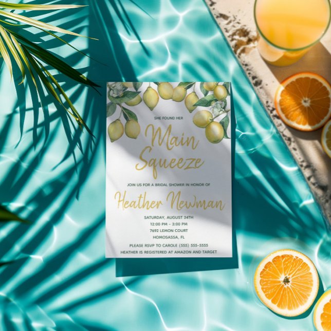 She Found Her Main Squeeze Lemon Bridal Shower Invitation (Creator Uploaded)