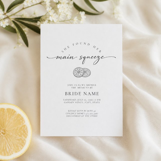She Found Her Main Squeeze Lemon Bridal Shower Invitation (Creator Uploaded)