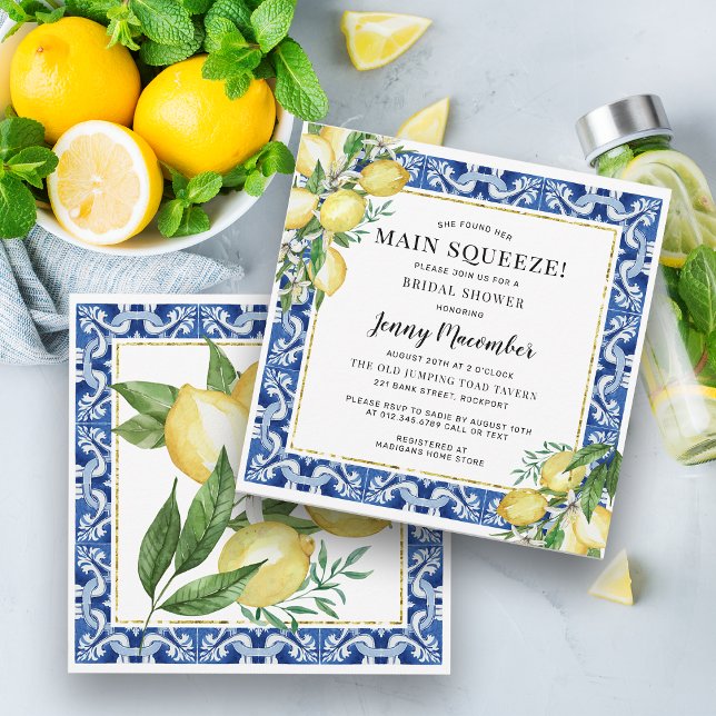 She Found Her Main Squeeze Lemon Bridal Shower Invitation (Creator Uploaded)