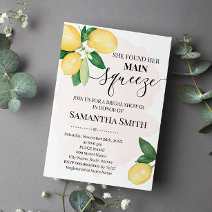 She found her main squeeze lemon bridal shower invitation