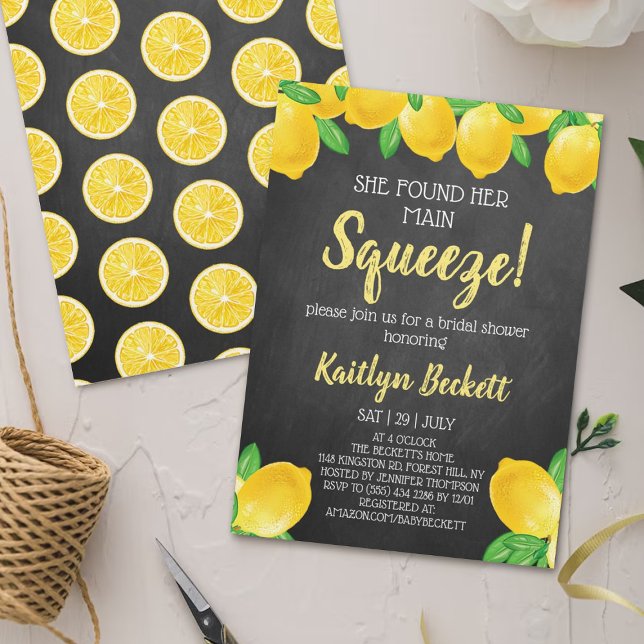 She Found Her Main Squeeze Lemon Bridal Shower Invitation (Creator Uploaded)