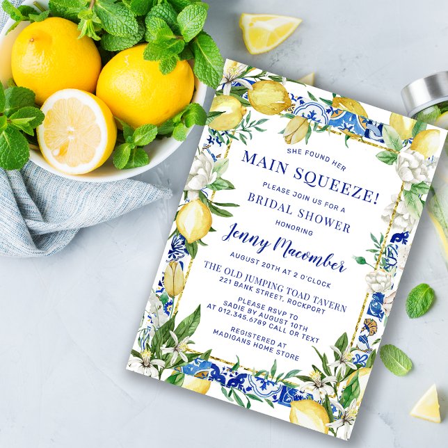 She Found Her Main Squeeze Lemon Bridal Shower Invitation (Creator Uploaded)