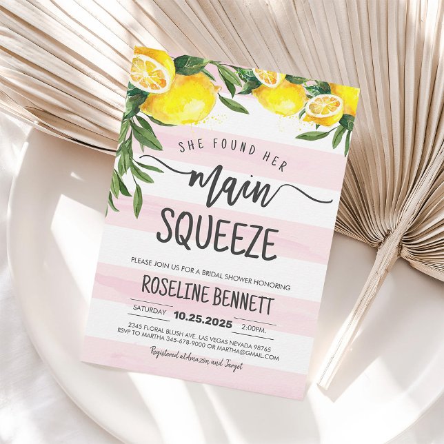 She Found Her Main Squeeze Lemon Bridal Shower Invitation (Creator Uploaded)