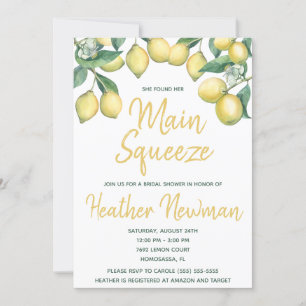 She Found Her Main Squeeze Lemon Bridal Shower Invitation