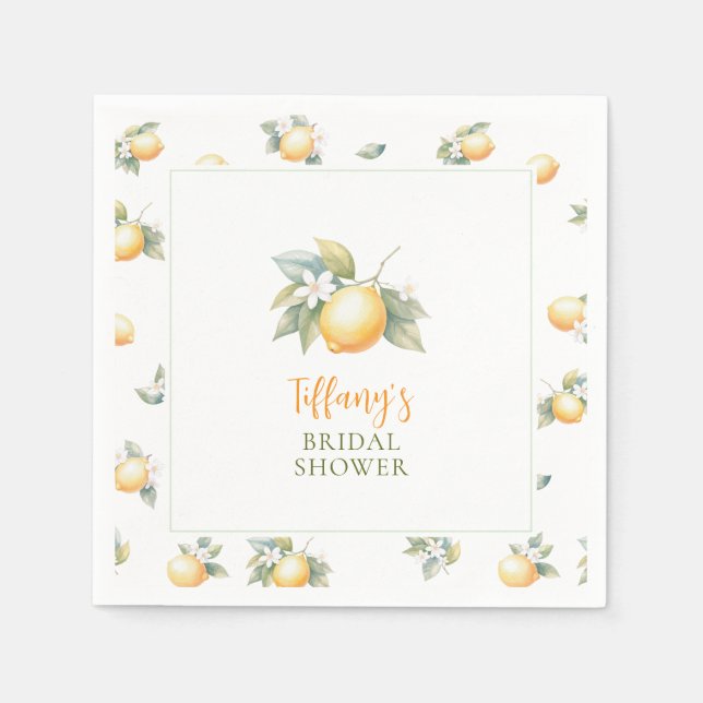 She Found Her Main Squeeze Lemon Bridal Shower Napkin (Front)