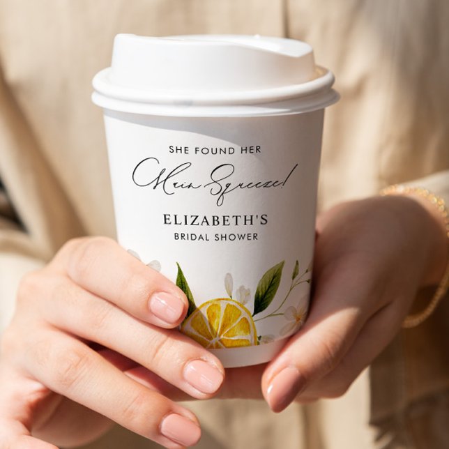 She Found Her Main Squeeze Lemon Bridal Shower Paper Cups (Creator Uploaded)