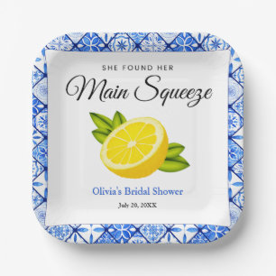 She Found Her Main Squeeze Lemon Bridal Shower Paper Plate