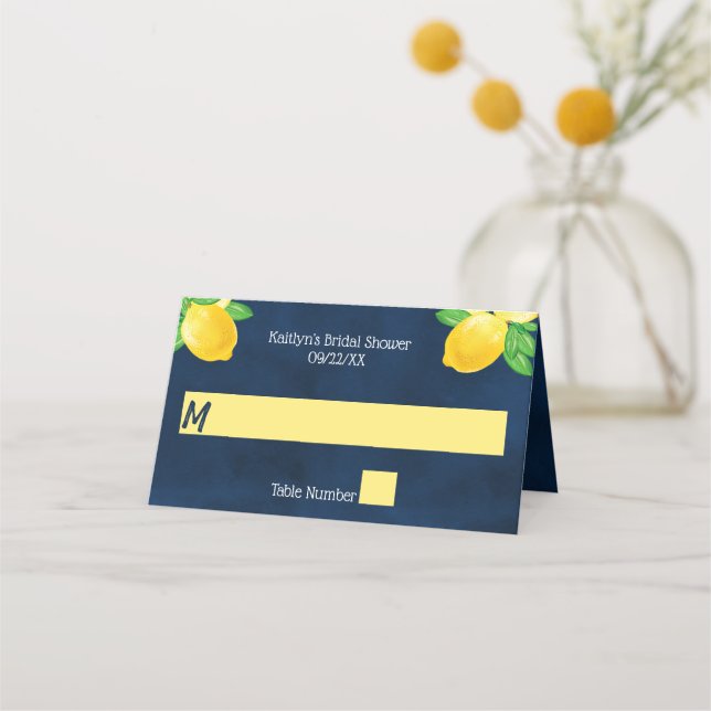 She Found Her Main Squeeze Lemon Bridal Shower Place Card (Front)