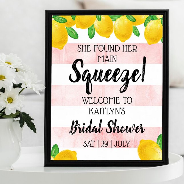 She Found Her Main Squeeze Lemon Bridal Shower Poster (Creator Uploaded)