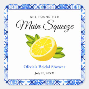 She Found Her Main Squeeze Lemon Bridal Shower Square Sticker