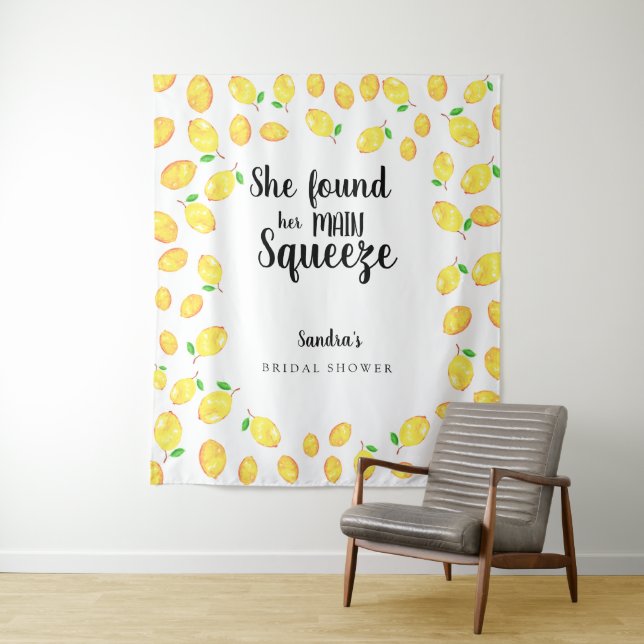 She Found Her Main Squeeze Lemon Bridal Shower Tap Tapestry (In Situ)