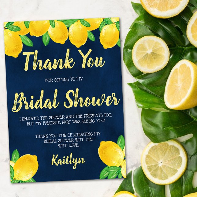 She Found Her Main Squeeze Lemon Bridal Shower Thank You Card (Creator Uploaded)