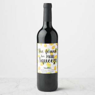 She Found Her Main Squeeze Lemon Bridal Shower Wine Label