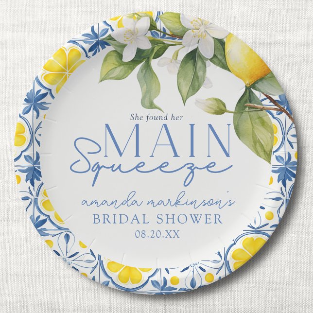 She Found Her Main Squeeze Lemon Mediterranean Paper Plate (Creator Uploaded)