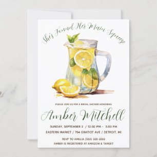 She Found Her Main Squeeze, Lemonade Bridal Shower Invitation