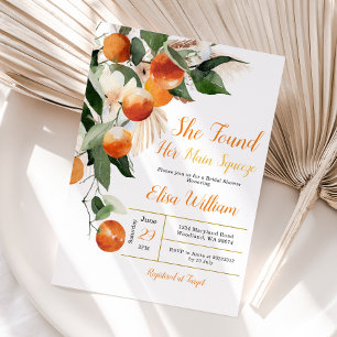 She Found Her Main squeeze Orange Bridal shower Invitation
