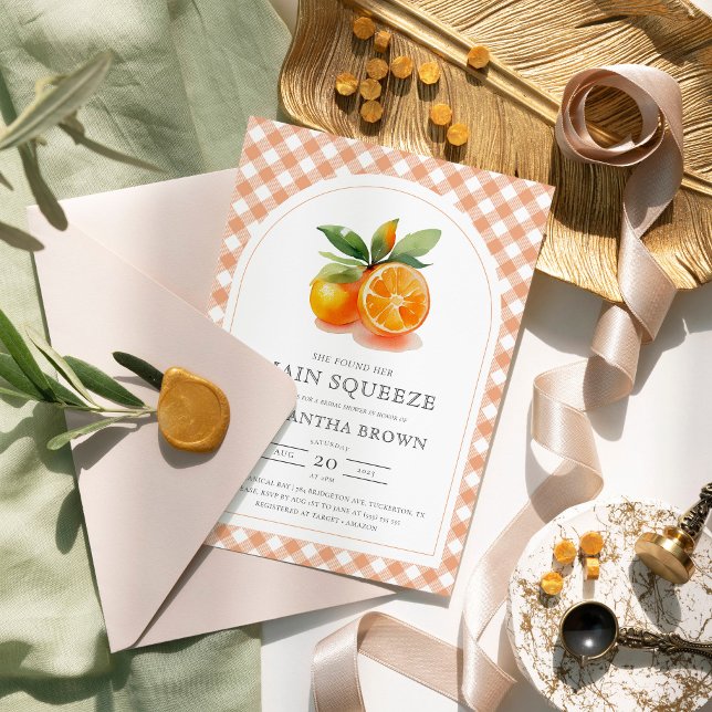 She Found Her Main Squeeze Orange Bridal Shower Invitation (Creator Uploaded)