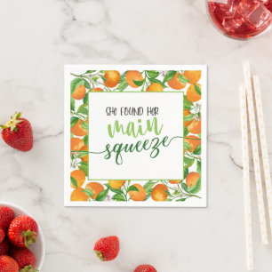 She Found Her Main Squeeze Orange Bridal Shower Napkin