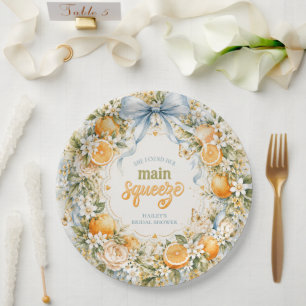 She Found Her Main Squeeze Orange Bridal Shower Paper Plate