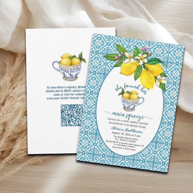 She Found Her Main Squeeze QR Code Bridal Shower Invitation (Creator Uploaded)