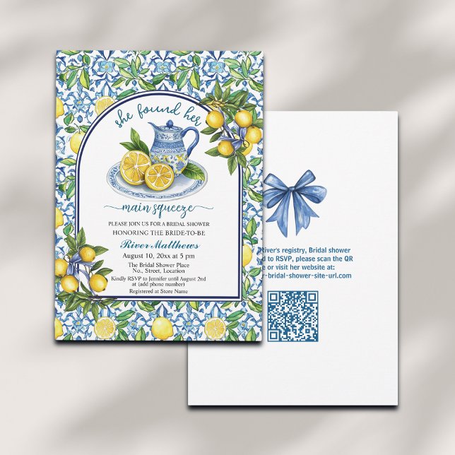 She Found Her Main Squeeze QR Code Bridal Shower Invitation (Creator Uploaded)