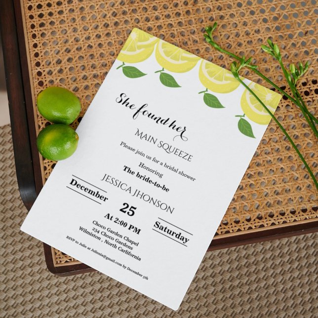 She found her main squeeze summer bridal shower  invitation (Creator Uploaded)