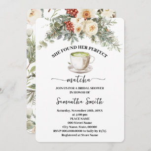 She Found Her Matcha Winter Bridal Shower Invitation